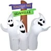 Coming Soon Gemmy Airblown Ghost Trio Sign Scene, 5.5 Ft Tall