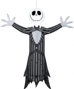 Halloween Gemmy Airblown Inflatable Hanging Jack Skellington, 4 Ft Tall, Black