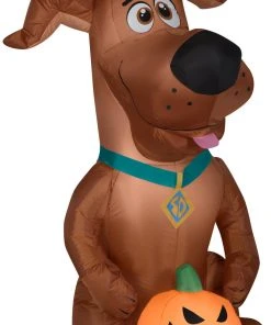 Halloween Gemmy Airblown Inflatable SCOOB With Pumpkin, 5 Ft Tall, Brown