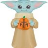 Gemmy Airdorable Airblown The Child W/Pumpkin Star Wars , 1.5 Ft Tall, Blue