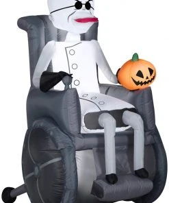 Coming Soon Gemmy Airblown Inflatable Dr. Finkelstein With Pumpkin, 5.5 Ft Tall, Grey
