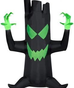 Halloween Gemmy Airblown Inflatable Spooky Black Tree With Micro Lights, 7 Ft Tall, Black