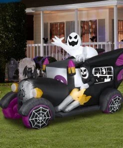 Coming Soon Gemmy Airblown Inflatable Hot Rod Vintage Hearse, 5.5 Ft Tall, Black
