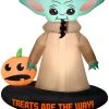Coming Soon Gemmy Airblown Inflatable Grogu™ With Jack O' Lantern, 5.5 Ft Tall, Brown