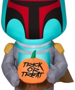 Gemmy Airblown Inflatable Boba Fett With Pumpkin, 3.5 Ft Tall, Green Halloween
