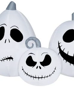 Coming Soon Gemmy Airblown Inflatable Jack Skellington White Pumpkin Collection, 3.5 Ft Tall, White