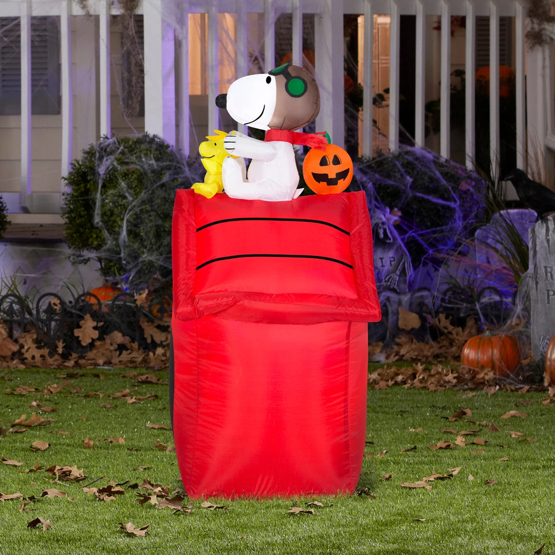 Gemmy 3.5' Airblown Snoopy As Flying Ace On Dog House Halloween Inflatable 3 Gemmy 3.5' Airblown Snoopy As Flying Ace On Dog House Halloween Inflatable