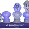 Gemmy Airblown Inflatable Haunted Mansion Scene With Music And Synchronized Light Show, 5.5 Ft Tall, Blue