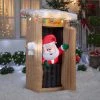 Gemmy Coming Soon 6' Animated Airblown Santa Coming Out Of The Outhouse Christmas Inflatable