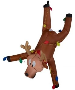 Seasons Inflatables Airblown Inflatable Gutter Hanging Reindeer Christmas