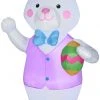 Gemmy Airblown Bunny W/Easter Egg OPP, 7 Ft Tall, White