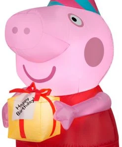 Gemmy Airblown Inflatable Birthday Party Peppa Pig, 3.5 Ft Tall, Pink