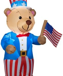 Gemmy Airblown Inflatable Patriotic Teddy Bear, 4 Ft Tall Inflatables