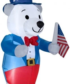Gemmy Airblown Inflatable Patriotic Polar Bear, 4 Ft Tall Inflatables