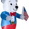 Gemmy 6' White Fourth Of July Bear Spring Inflatable Inflatables