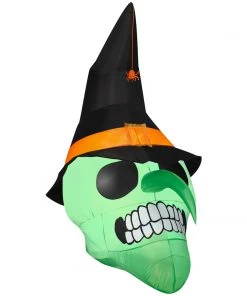 Seasons Inflatables Airblown Inflatable Green Witch Skull