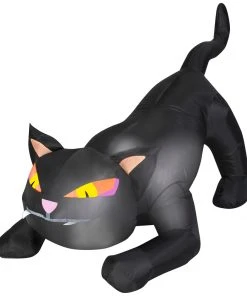 Gemmy 4' Wide Airblown Outdoor Black Cat W/ Tail Up Halloween Inflatable