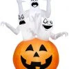Gemmy 6' Airblown Three Ghosts In Pumpkin Halloween Inflatable