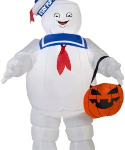 Gemmy 3.5' Airblown Stay Puft W/ Pumpkin Tote Ghostbusters Halloween Inflatable