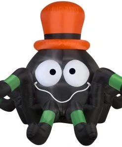 Gemmy 6' Wide Airblown Spider With Orange Hat Halloween Inflatable