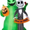 Gemmy Airblown Jack Skellington W/Oogie Boogie Scene Disney , 6.5 Ft Tall, Multicolored Halloween