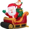 Gemmy Christmas Airblown Inflatable Inflatable Santa And Elf In Sleigh, 3.5 Ft Tall, Red