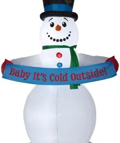 Gemmy 8' Animated Airblown Snowman W/Banner Christmas Inflatable
