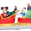 Gemmy Animated Airblown Inflatable Mickey Mouse And Friends Sleigh Scene, 15 Ft Wide Christmas