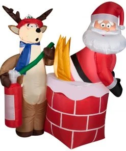 Gemmy 4' Airblown Santa On Fire Comical Christmas Inflatable