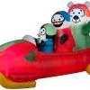 Gemmy 7' Animated Airblown Inflatable Penguin With Snowman On Bobsled