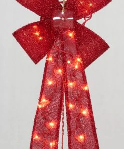 Everstar 24" UL Glittering Fabric Bow Sculpture - Red Christmas